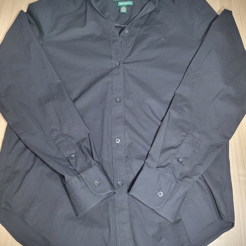 Lauren Ralph Lauren Women Black Button-Down Shirt